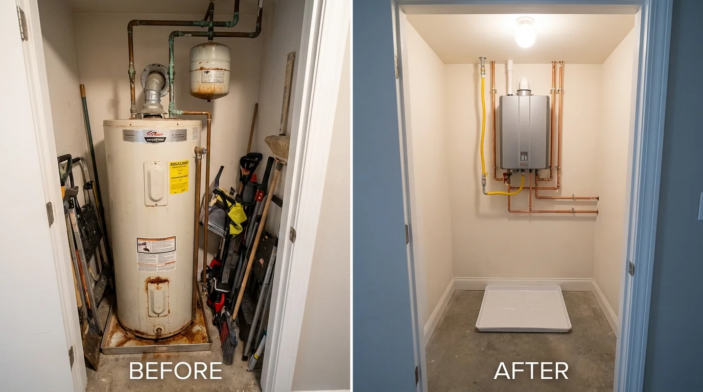 Tank water heater versus wall-mounted tankless unit comparison for Kimberly, AL homeowners